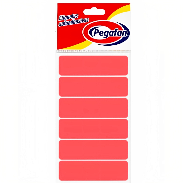 ETIQUETAS 23.5X76MM ROJO FOSFORESCENTE X 100 ETIQ.PEGAFAN