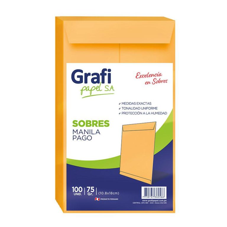 SOBRE MANILA PAGO X 100 UNID GRAFIPAPEL – NS TECNOUTILES