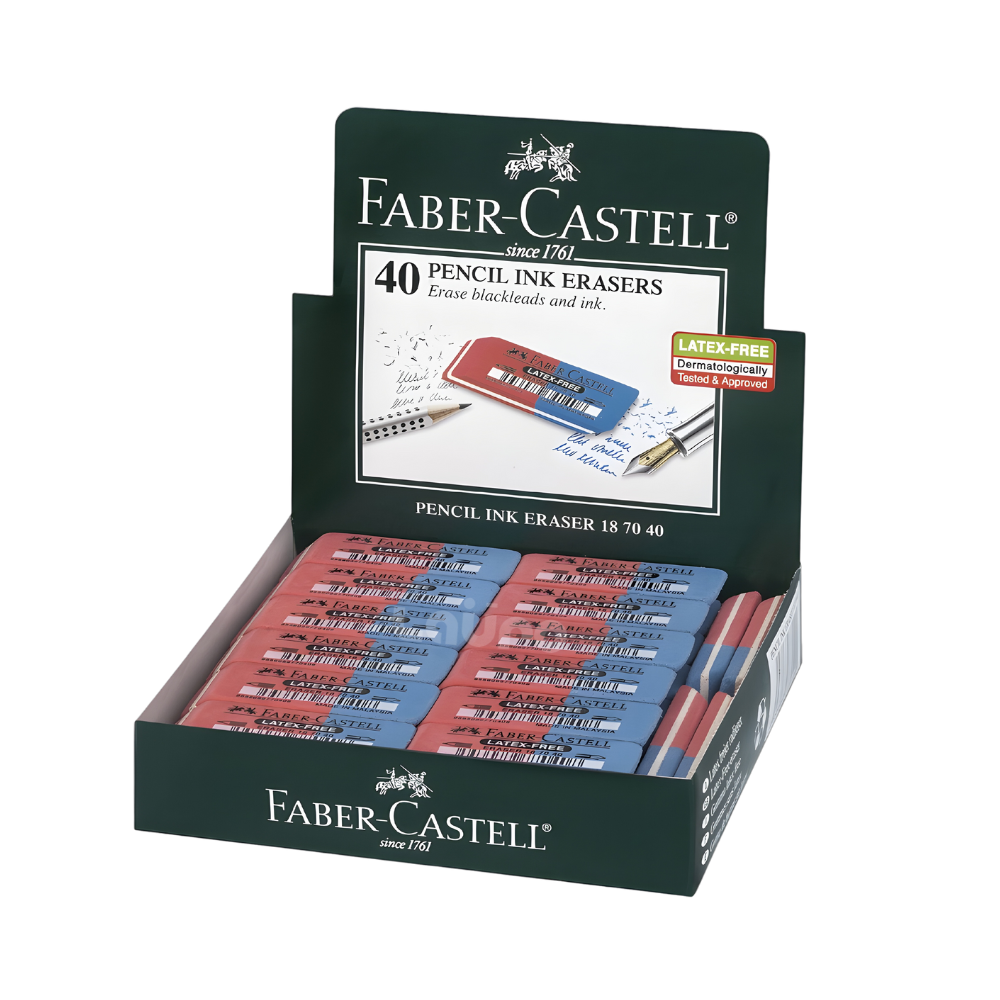 BORRADOR GRANDE ROJO-AZUL 187040 MIXTO LATEX FREE X 40 UNID FABER CASTELL