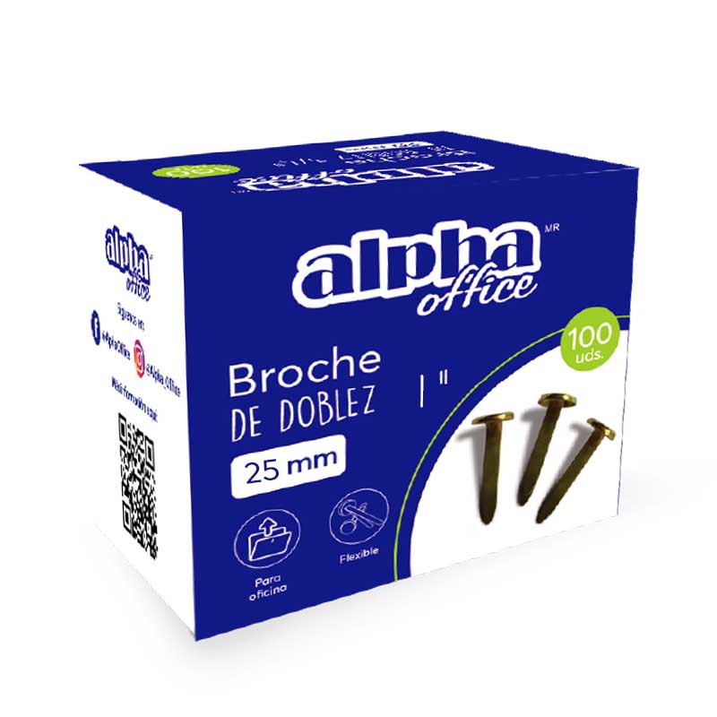 BROCHE DE DOBLEZ 1 25 MM X 100 UNID ALPHA